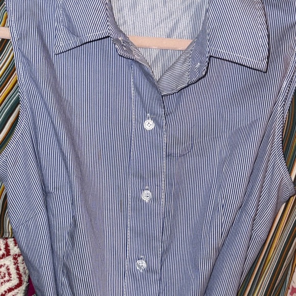 Sharagano Blue and White Striped Dress - Picture 3 of 5